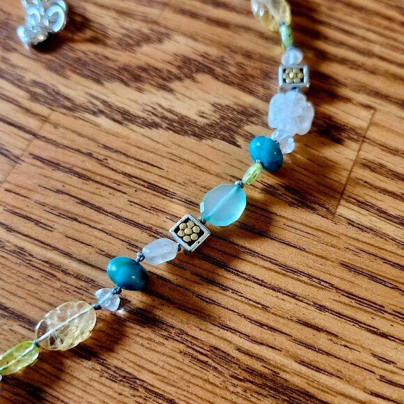 BRIGHTON "American Hero" Silver, Gold, Semi Precious Beaded Necklace BOHEMIAN! - Picture 4 of 13